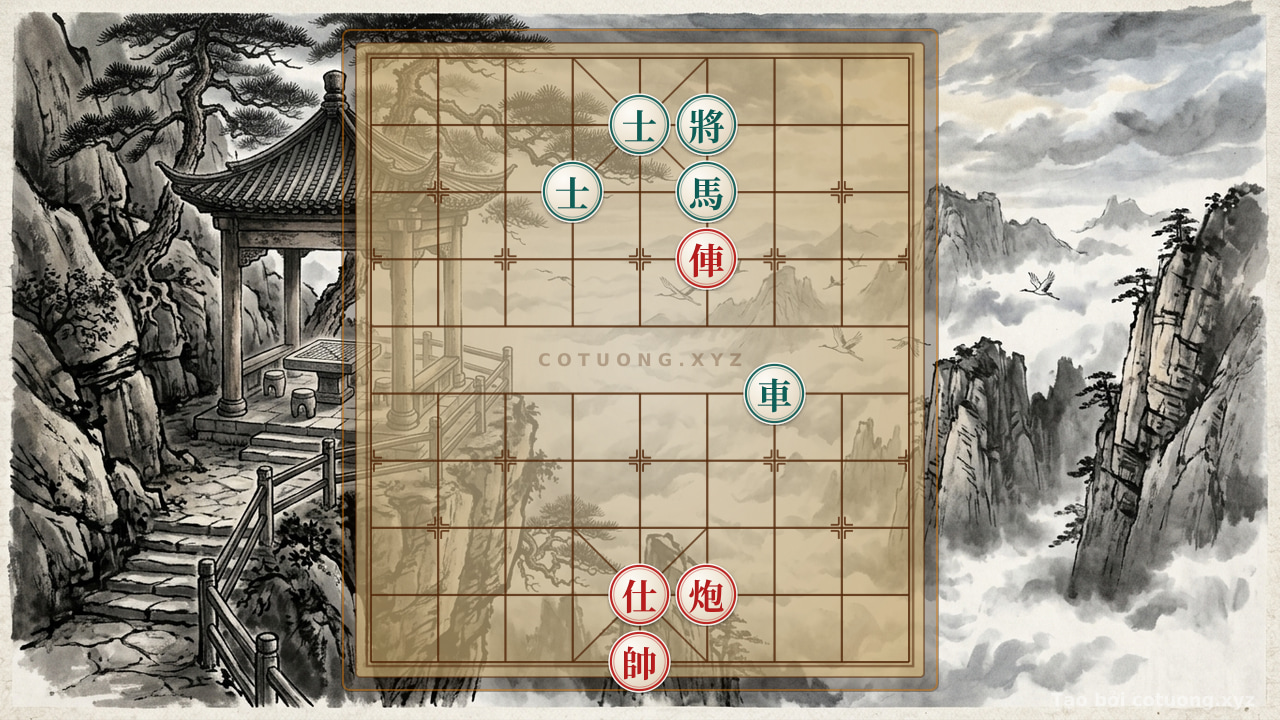 Thế cờ: Red Chariot Advances on File 4: A Trap for the Black Horse in a Tense Position — Cờ Tướng Online