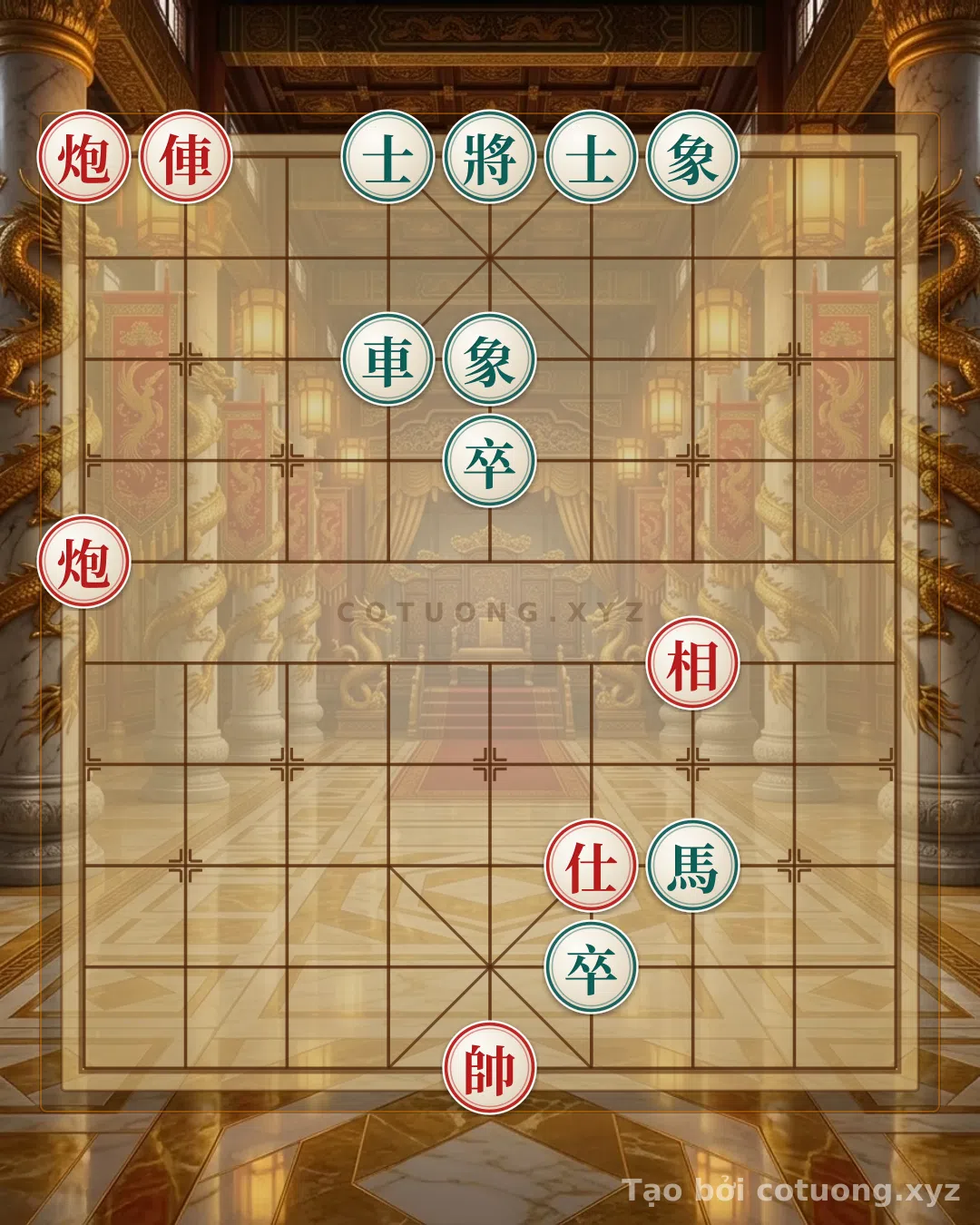Thế cờ: Xiangqi: Red Cannon 'Thunder Shot' Hits Black Chariot in 'Double Horse Face-to-Face' Formation — Cờ Tướng Online