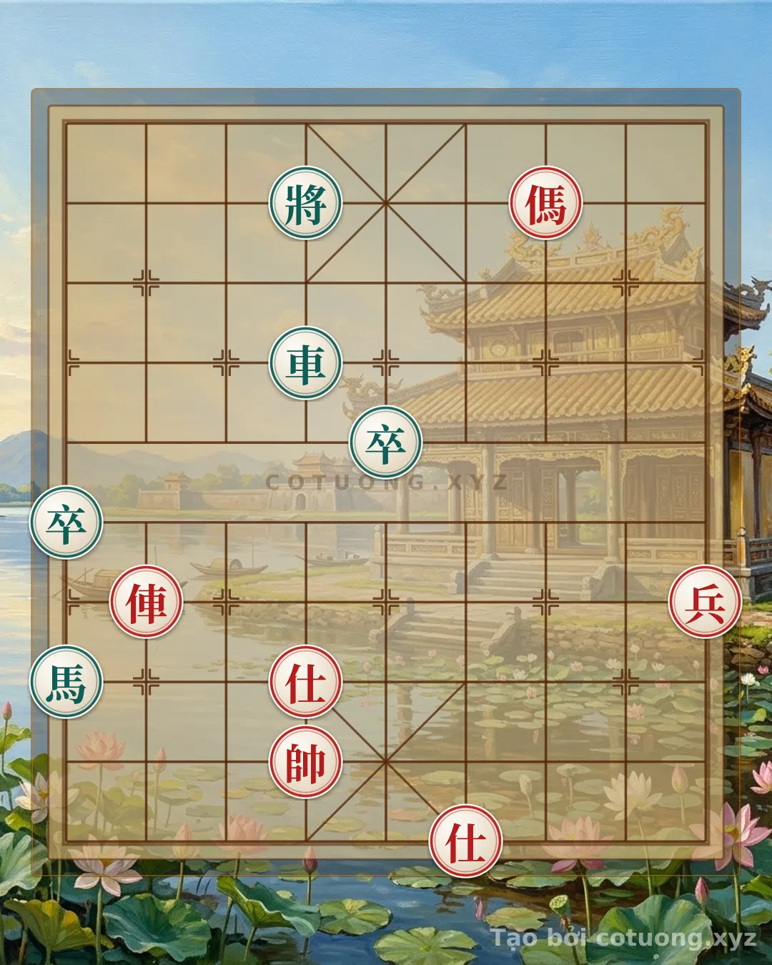 Thế cờ: 'The General's Path 4 Row 9' - The Secret of an Unmatched Defensive Battle: 'When Black Waits in the Light of Moonlit Night' — Cờ Tướng Online