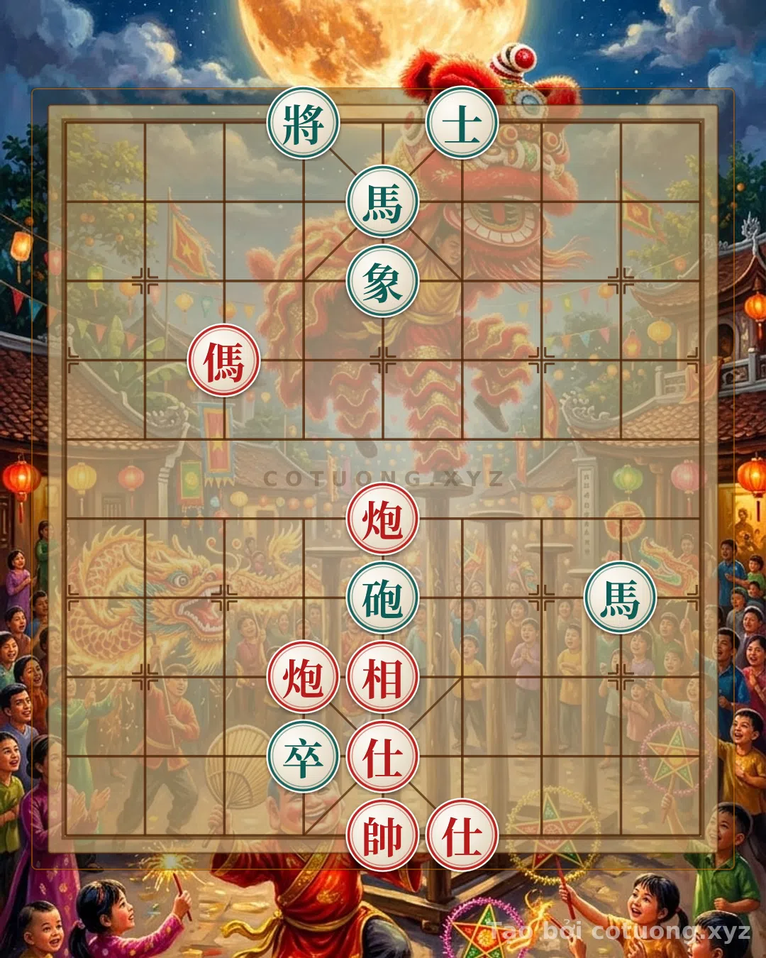 Thế cờ: Red Strategy: The Decisive Move in the Double Horse Face-to-Face Formation — Cờ Tướng Online