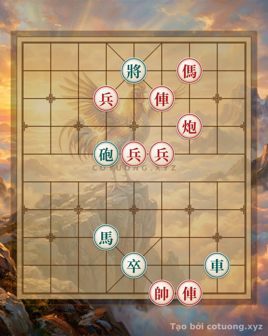 Thế cờ: 'Thunder and Earth' – When the Red Horse Attacks 9, What Should the Black Side Do? (Analysis of a Level 6/10 Self-Arranged Board) — Cờ Tướng Online