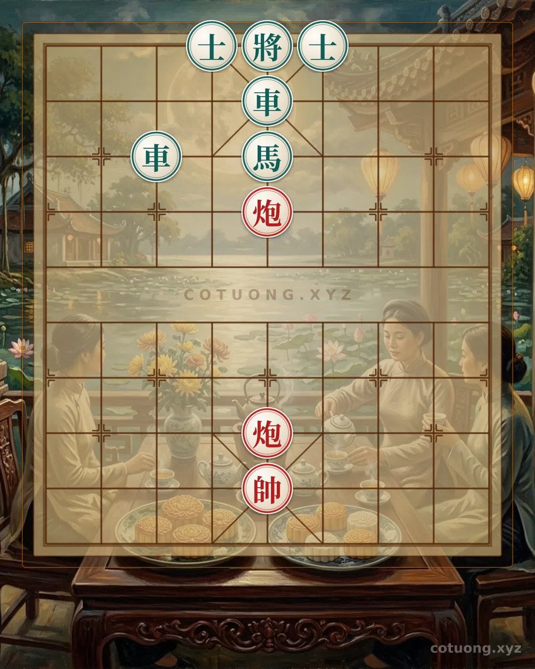 Thế cờ: Red's 'Empty Cannon' Trick: Conquering the Double Horse Interlocking Formation — Cờ Tướng Online
