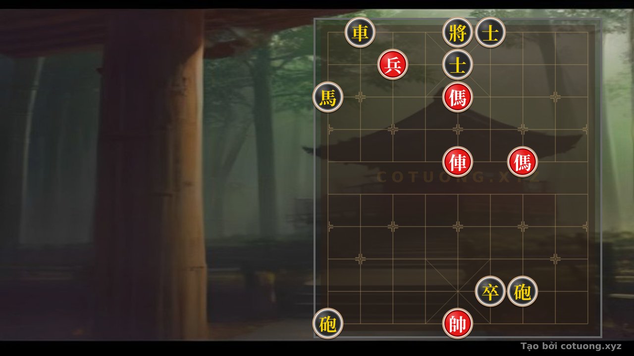 Thế cờ: Black's Elegant Defensive Formation: Rook on File 2, Cannon on File 1 and File 7 - Tactical Endgame — Cờ Tướng Online