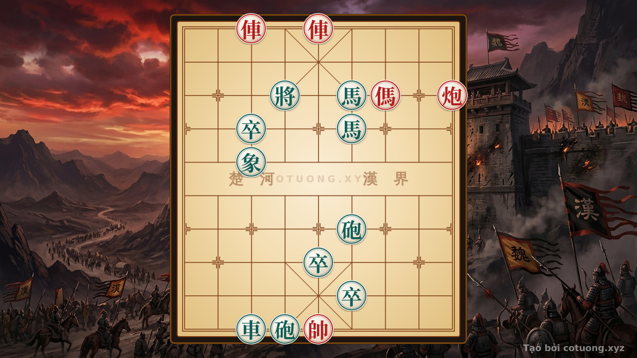 Thế cờ: Red Chariot Rushes Straight, Black General Is Trapped: A Level 7/10 Chess Position and Lesson in Strategy — Cờ Tướng Online