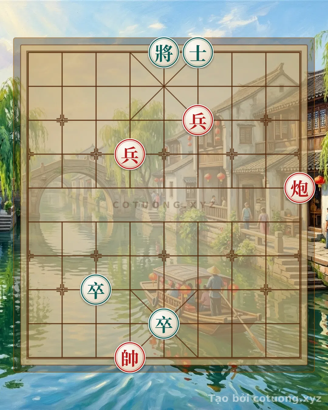 Thế cờ: Xiangqi: The Red General's Strategic Breakthrough Against the Trapped Black Advisor in the Most Critical Battle — Cờ Tướng Online