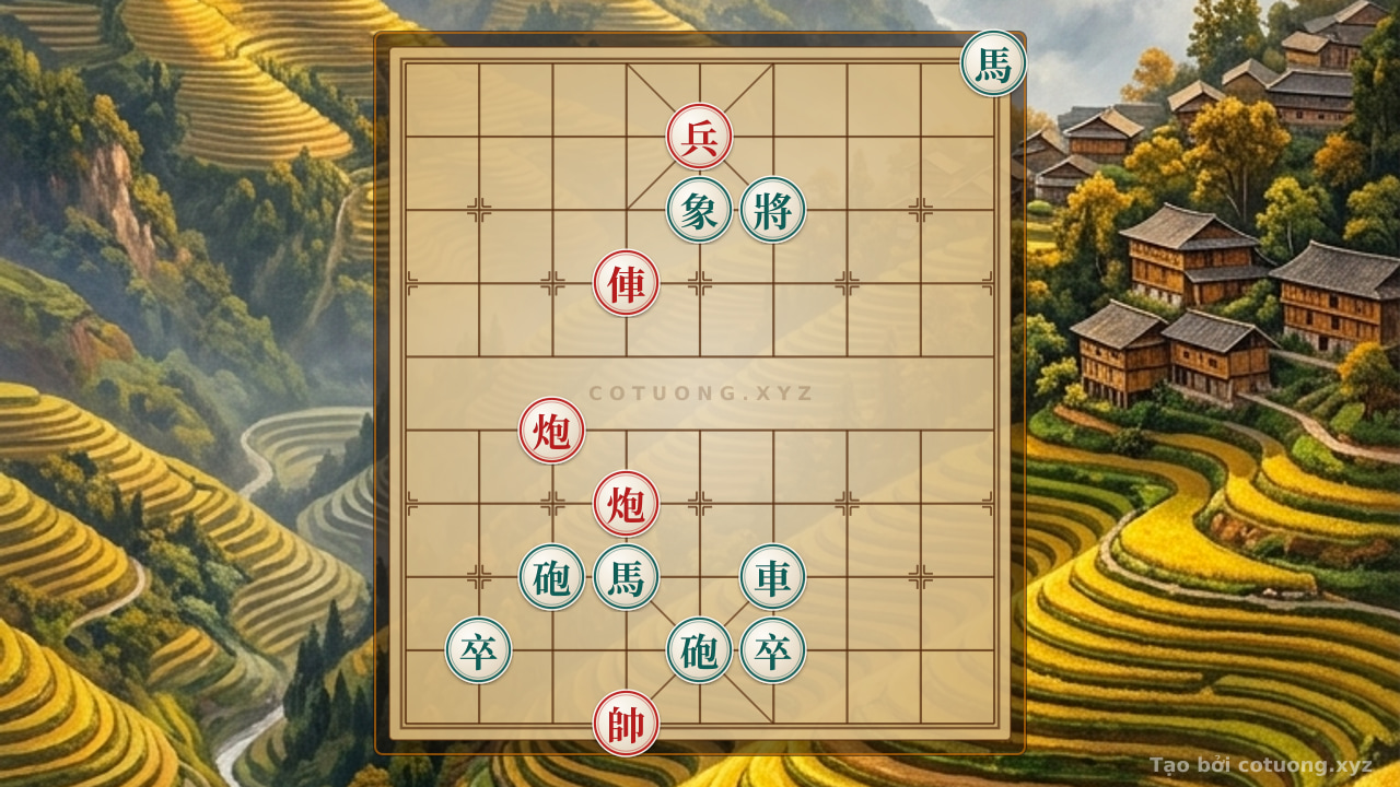 Thế cờ: Defensive Counterattack: How Black Defends Against Red's Threat in the 'Horse on 9 - Chariot on 6' Formation — Cờ Tướng Online