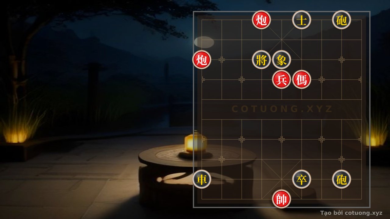 Thế cờ: Red Cannon Trap at File 6, Rank 10: Black Advisor at File 6, Rank 10 - Red's Survival Tactics — Cờ Tướng Online