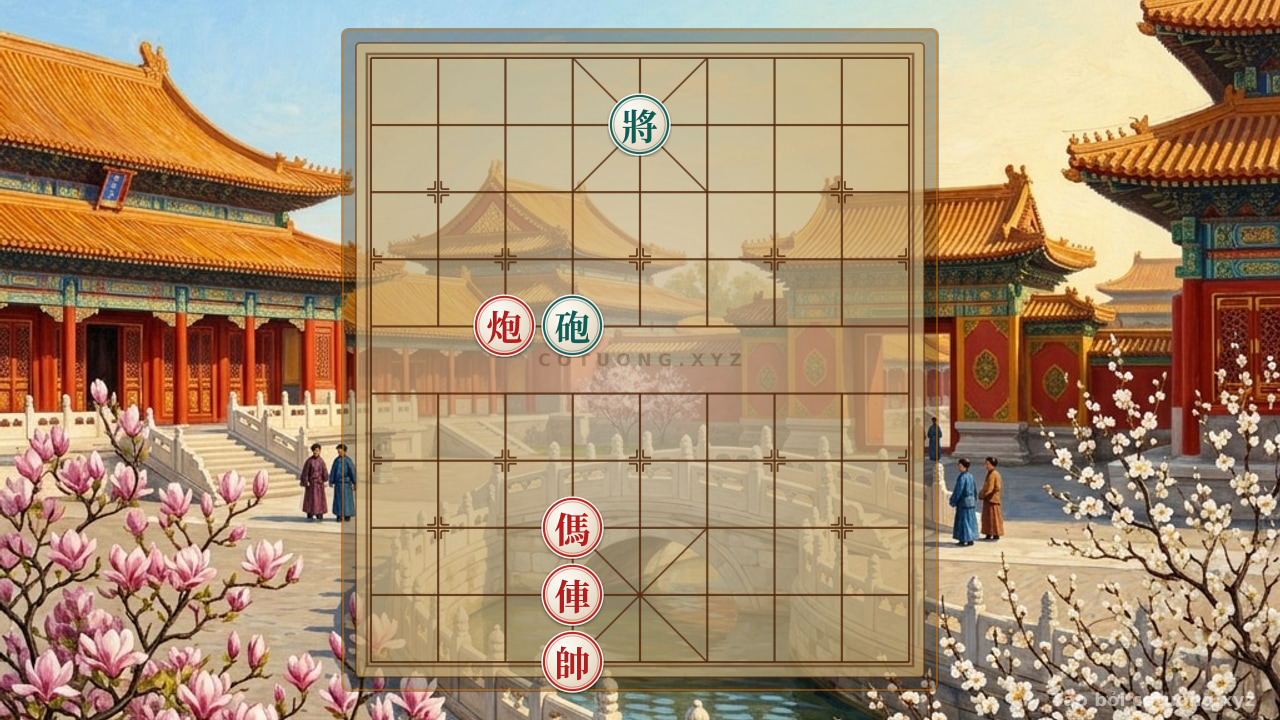 Thế cờ: Xiangqi Super Difficult: Red Chariot Threatens Straight, Black Cannon is Trapped - Peak Strategy — Cờ Tướng Online