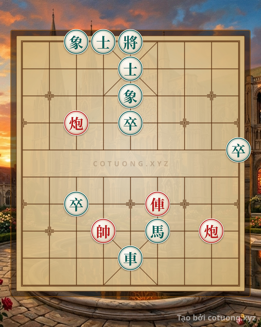Challenge: Quick Checkmate Trick: Red Rook and Cannon Crush Black Horse and Three Pawns in 3 Moves - Can you solve it?