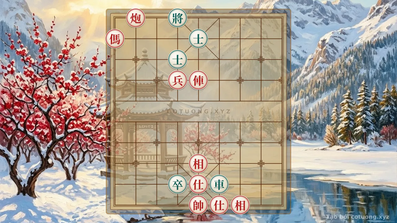 Thế cờ: Red General: Core Strategy for the 'Chariot Thrust' Against Exposed Rook on File 5 — Cờ Tướng Online