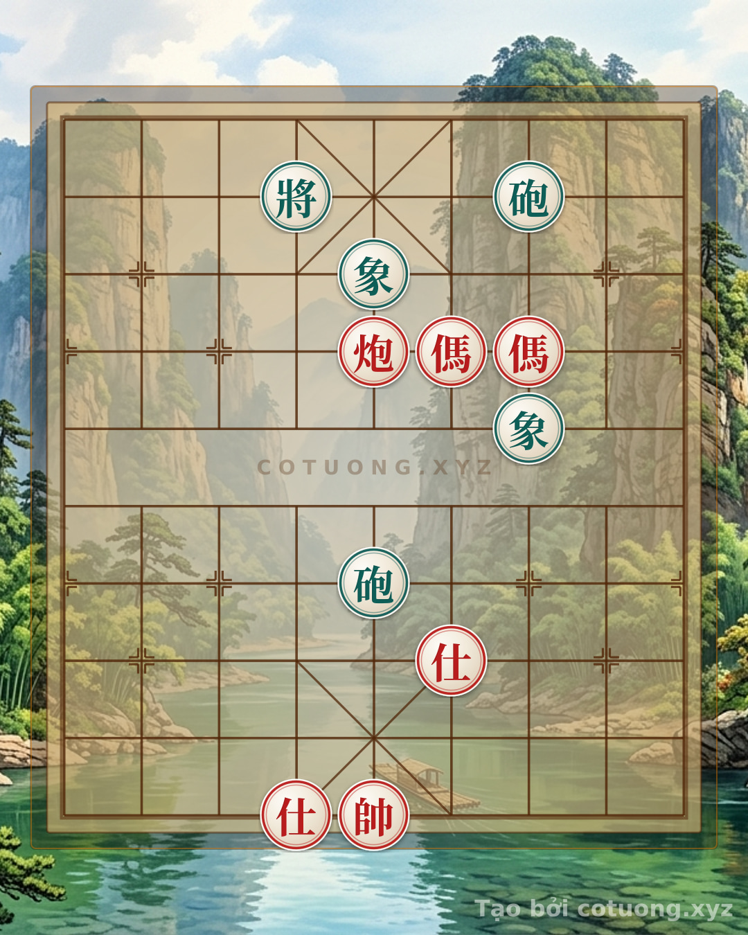 Thế cờ: Miraculous Xiangqi: Double Horses vs. Cannons, Isolated Empty Summit Formation - Tactical Secrets for the Red Player — Cờ Tướng Online