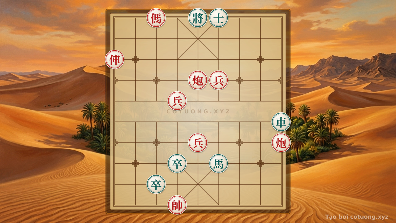 Thế cờ: Xiangqi: Red's Strategic Victory Over Black in the 'Double Horse Interlock' Formation — Cờ Tướng Online