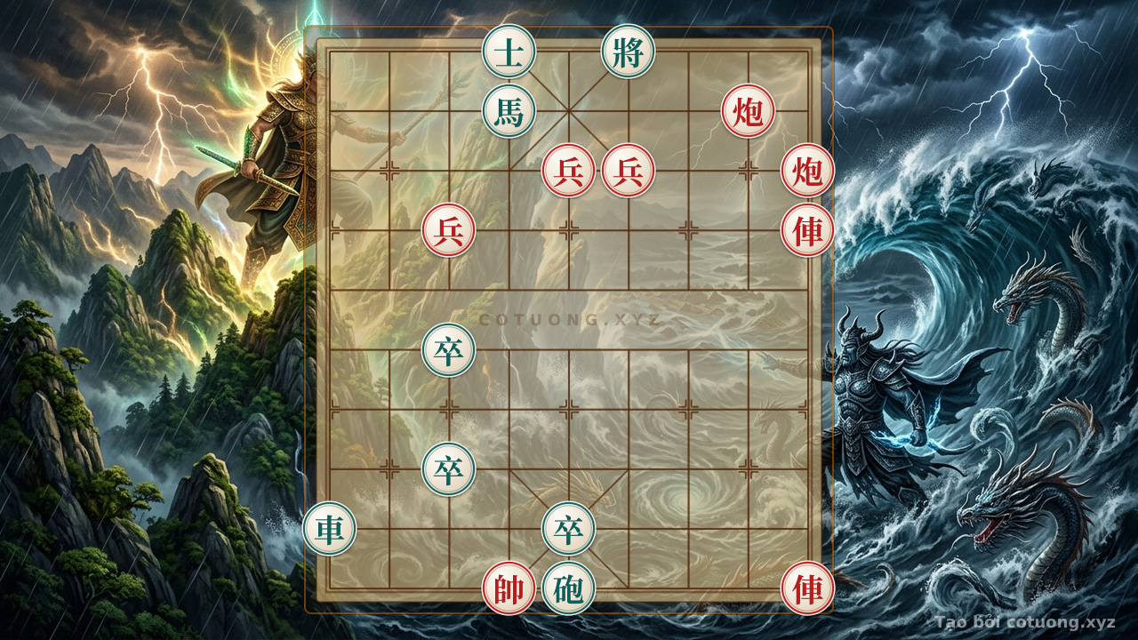 Thế cờ: Xiangqi (Chinese Chess): Red Cannon's 'Drum Strike' Creates a Symphony-like Effect — Cờ Tướng Online