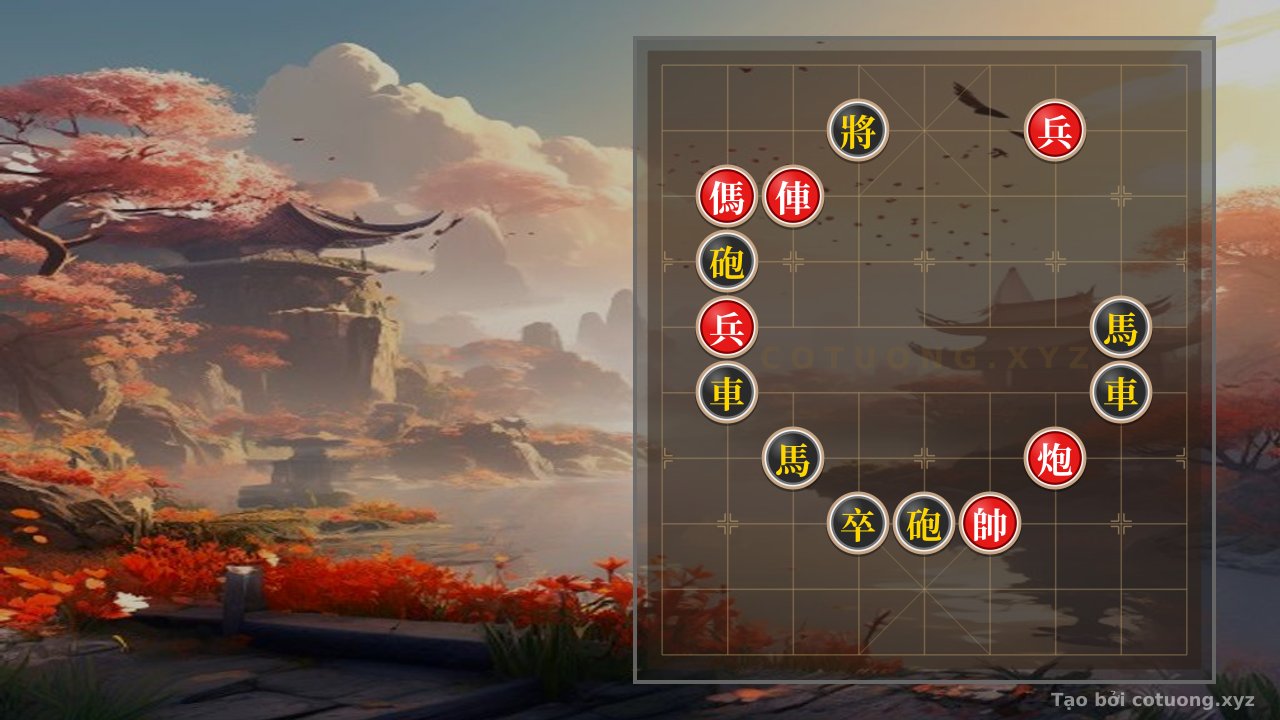 Thế cờ: 'Red Attacks Directly at Black's General on File 4, Rank 9' - The Secret Strategy of Double Horse Legs and Crossfire Cannons — Cờ Tướng Online