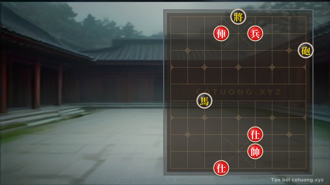 Thế cờ: Black Cannon Blocked - Red Chariot and Red Pawn Threaten on the Board — Cờ Tướng Online