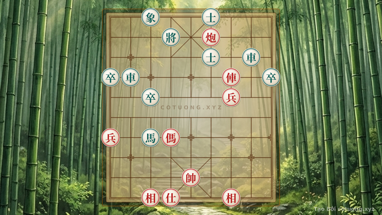 Thế cờ: Art of Defensive Counterattack: Neutralizing Black's Killer Moves in a Level 1/10 Xiangqi Position — Cờ Tướng Online