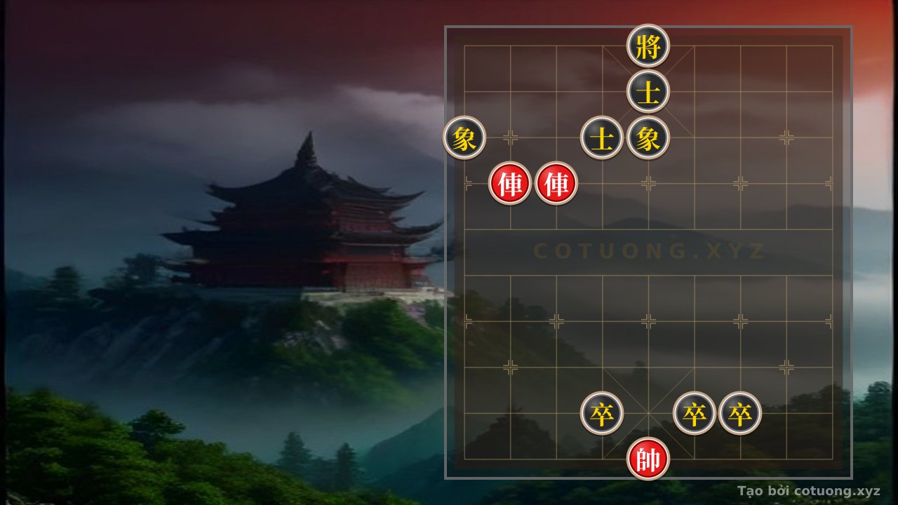 Thế cờ: Defensive Counterattack Strategy: Red's 2 Rooks vs. Black's 3 Pawns in the 'River Fort' Formation — Cờ Tướng Online