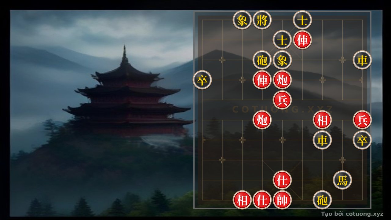 Thế cờ: Beautiful Formation: 'Fiery Power' Red Glows on the Chessboard — Cờ Tướng Online