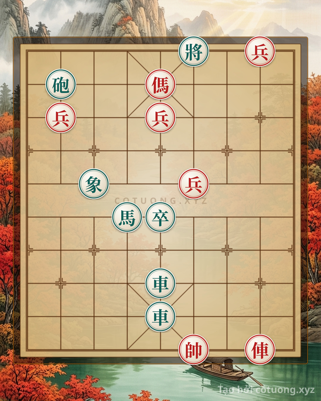 Thế cờ: Xiangqi Position: Red Attacks, Black Counters - Masterful Tactics — Cờ Tướng Online