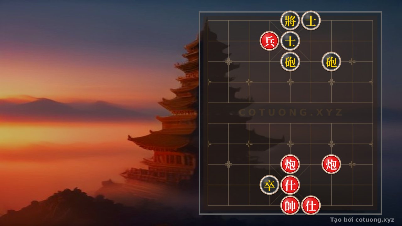 Thế cờ: The Secret of the Central Palace: When the Red Cannons Like Fiery Dragons Devour the Black General in a Classic Counterattack — Cờ Tướng Online