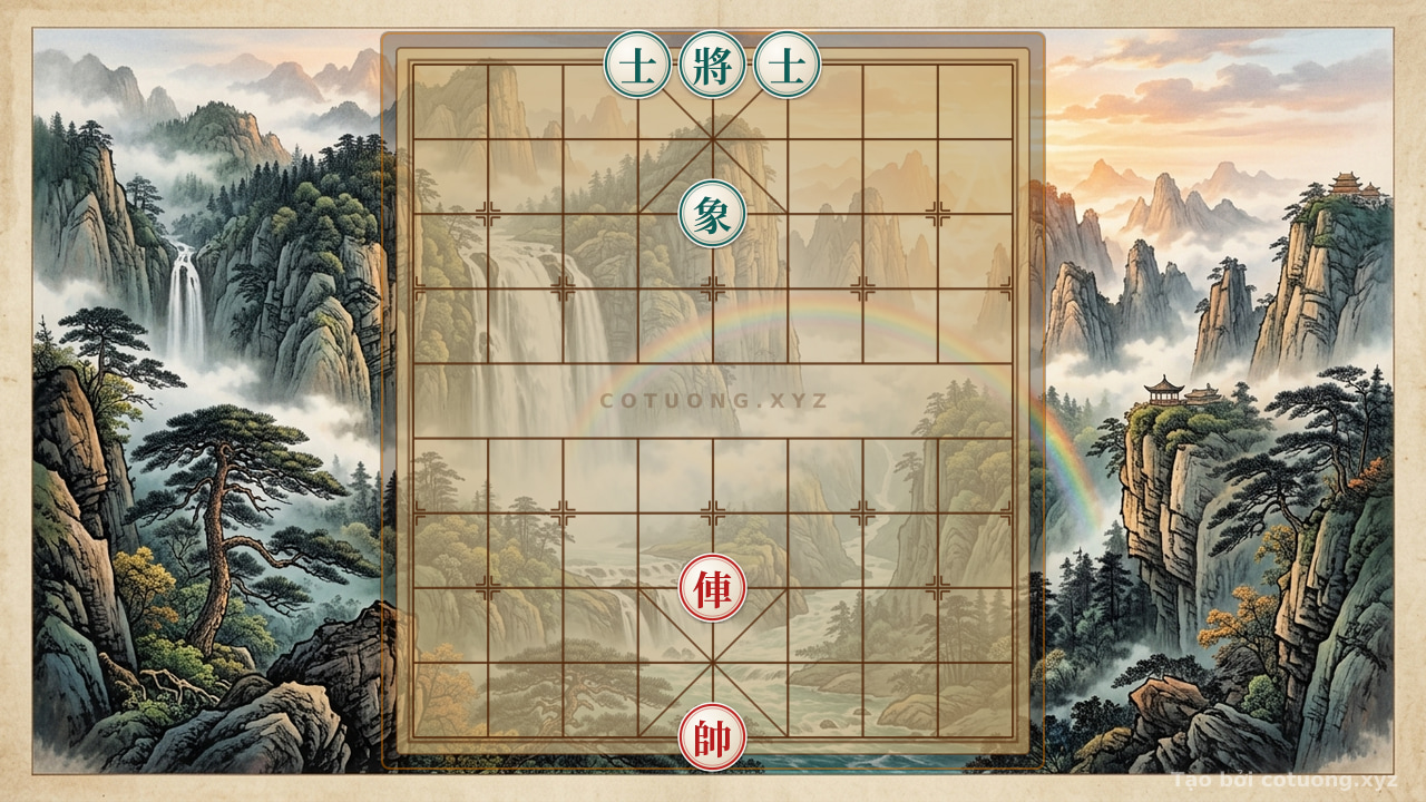 Thế cờ: Xiangqi Position: 'Red Chariot Attacks the General' - Black Advisor's Defensive Tactics — Cờ Tướng Online