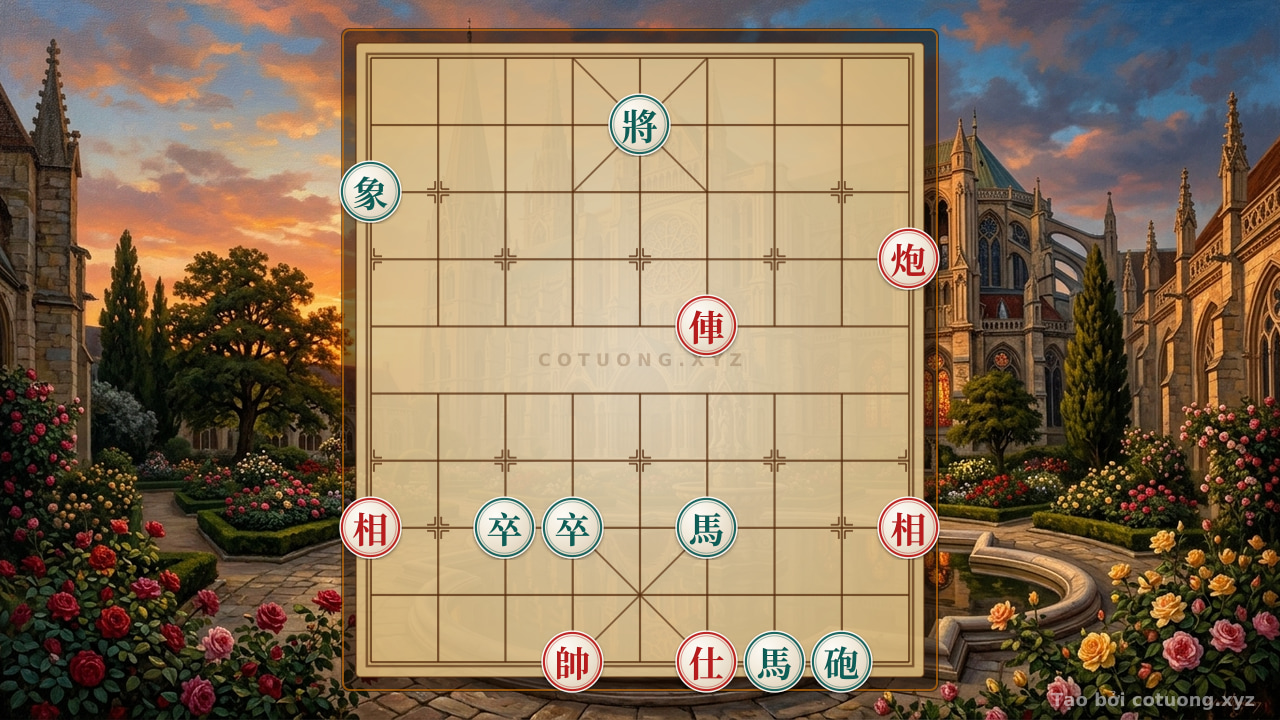 Thế cờ: Xiangqi: Red's Attack, Black's Counterattack - The Hidden Formation on File 5 Rank 9 — Cờ Tướng Online