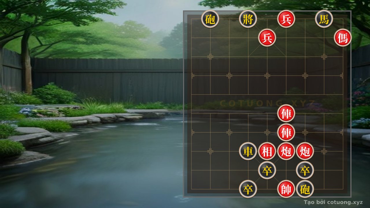 Thế cờ: Dynamic Chessboard: Red Chariot Breaks Formation, Black Cannon Wanders - The Elegant Checkmate — Cờ Tướng Online