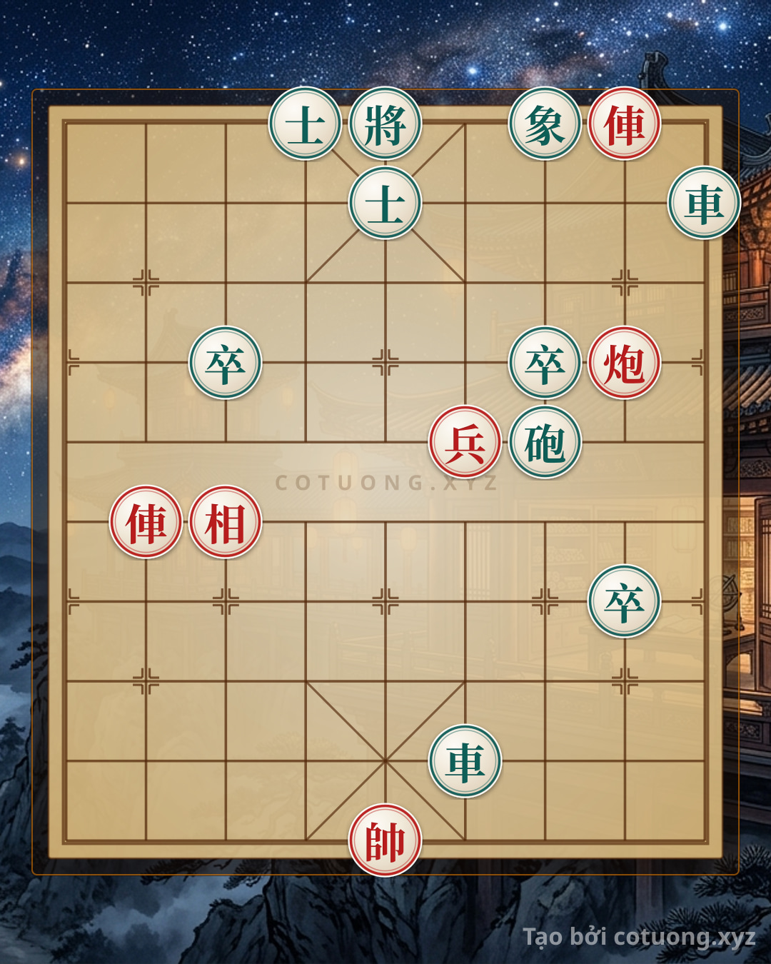 Thế cờ: Red Cannon Attack: Unique Checkmate Strategy on the General's Board — Cờ Tướng Online