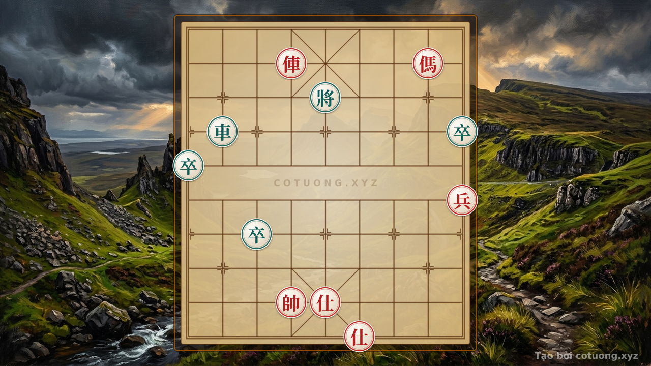 Thế cờ: Peak of the Endgame: Rook-Horse Pin and 2 Advisors vs. Rook and 3 Cannons - Masterpiece of Chess Tactics — Cờ Tướng Online