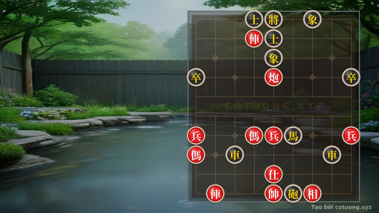 Thế cờ: Xiangqi: Red Chariot Escapes from the Siege, Black Cannon is Stuck but Still Has a Way Out — Cờ Tướng Online