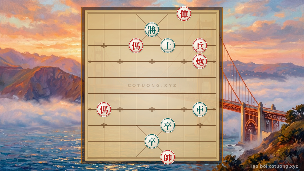 Thế cờ: Xiangqi Position: Double Horse Leg - Tactical Breakthrough from File 3 — Cờ Tướng Online