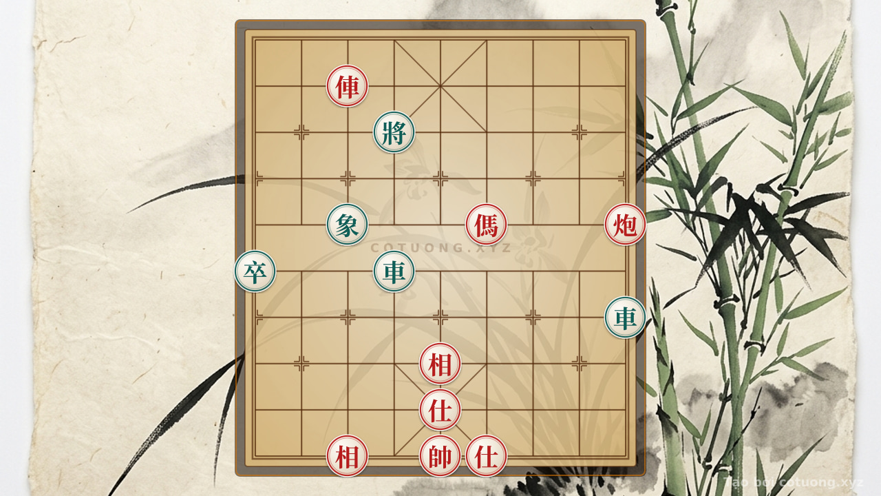 Thế cờ: Red General's Water Drop: Rook on 7th Rank Attacks Black Pawn - Brutal Tactics — Cờ Tướng Online