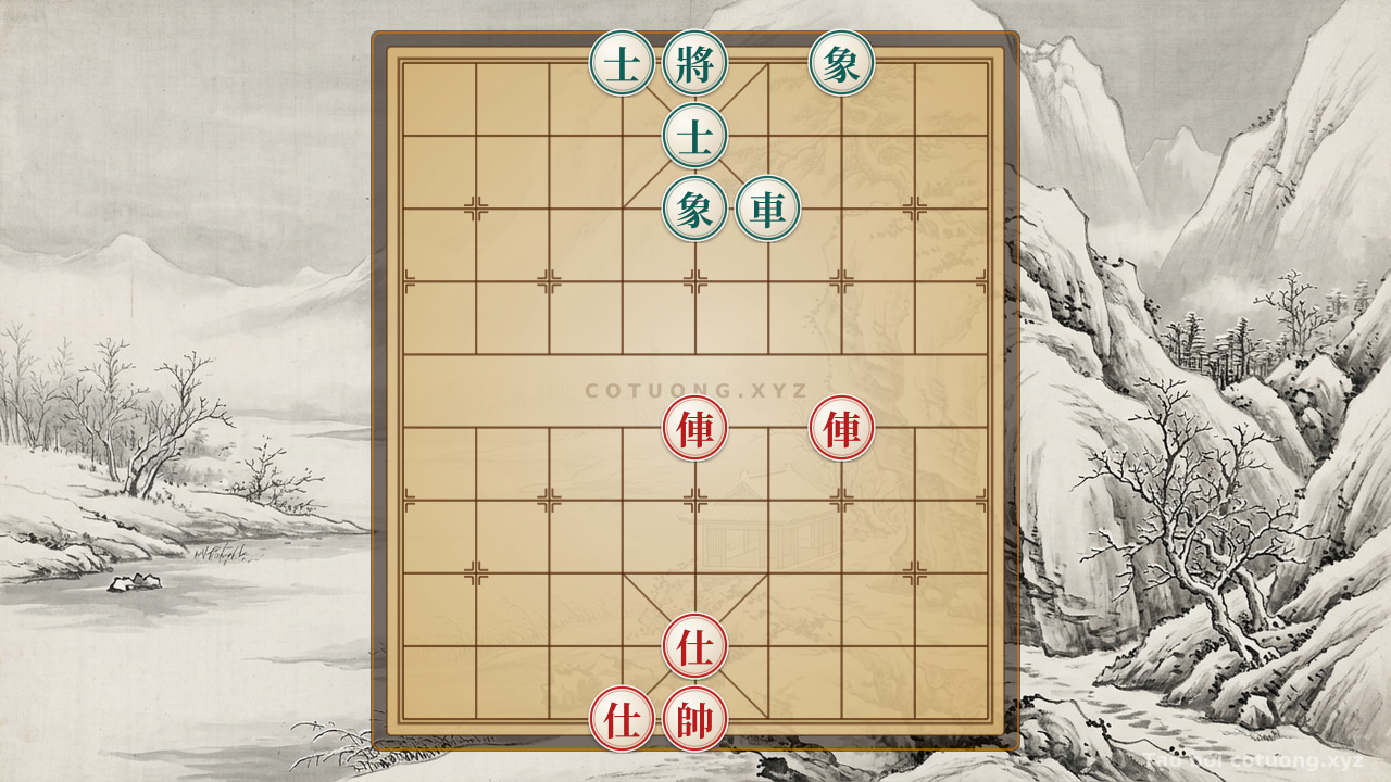Thế cờ: Xiangqi: Red's Tactical Execution with Two Chariots Against Black's Double Elephants — Cờ Tướng Online