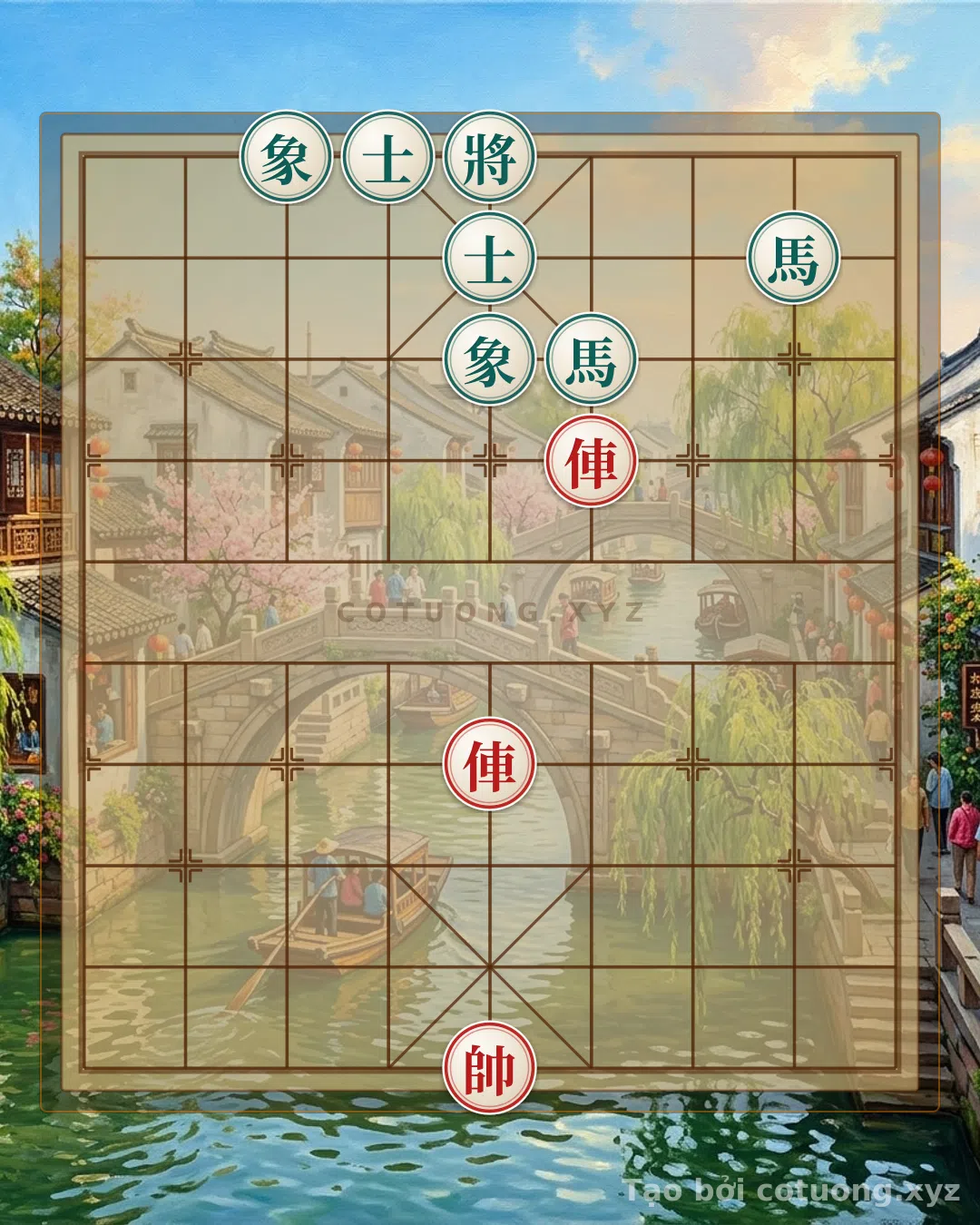 Thế cờ: Black's Trap: Double Horses Interlocking - Strategy to Sacrifice Red's Rook for Victory — Cờ Tướng Online