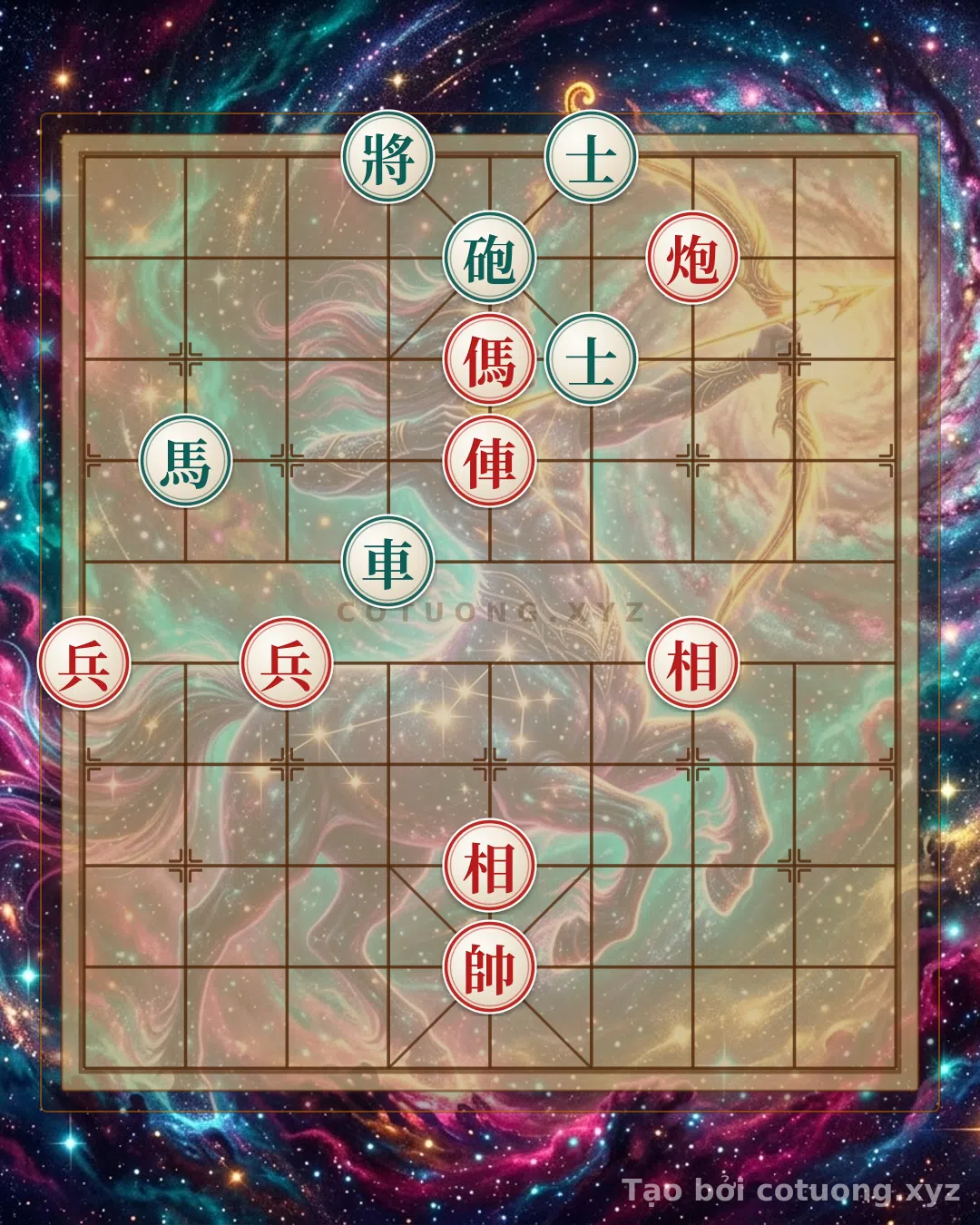 Thế cờ: Red General's Pawn Break: Double Horse Leg Strategy in Move 1 — Cờ Tướng Online