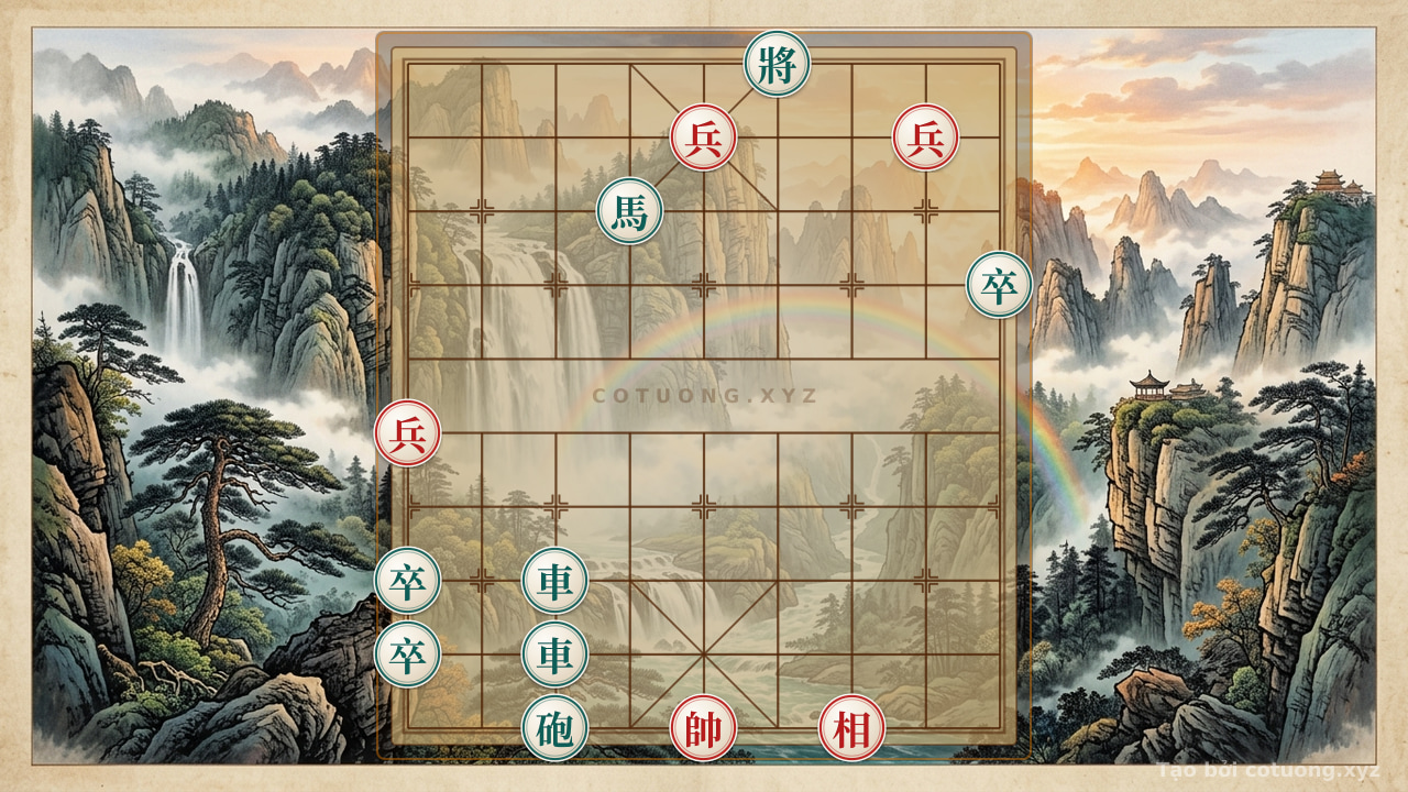Thế cờ: Xiangqi: The Red General's One Move - Black Rook Trapped in the Third Rank — Cờ Tướng Online