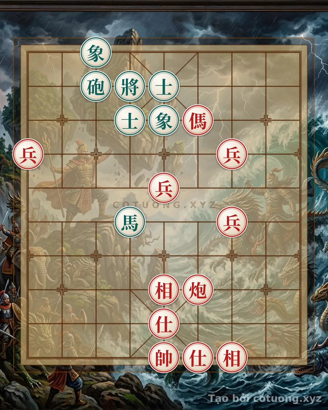 Thế cờ: Rook Horse 4 Pawns vs. Cannon Horse 2 Advisors: Psychological Warfare in Endgame — Cờ Tướng Online