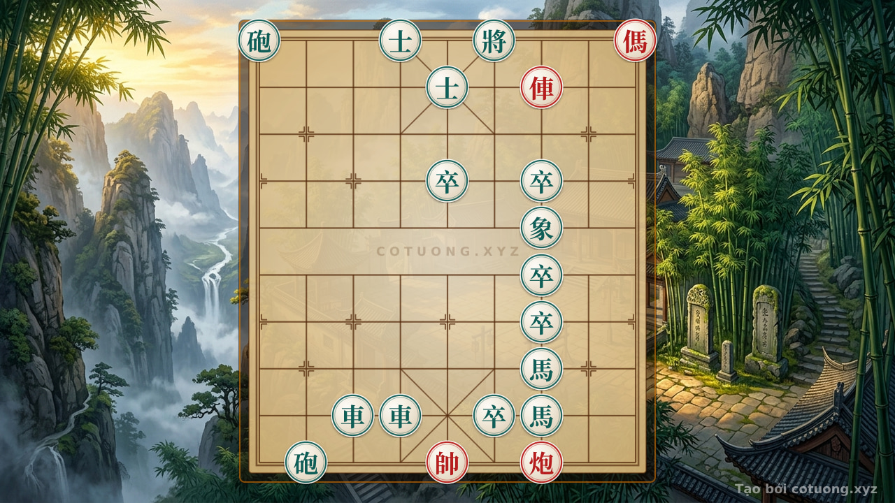 Thế cờ: Mysterious Xiangqi Tactics: When the Red Chariot-Cannon-Horse Challenges the Black Double Chariots, Four Cannons, and Five Pawns - Legendary Position #b06b — Cờ Tướng Online