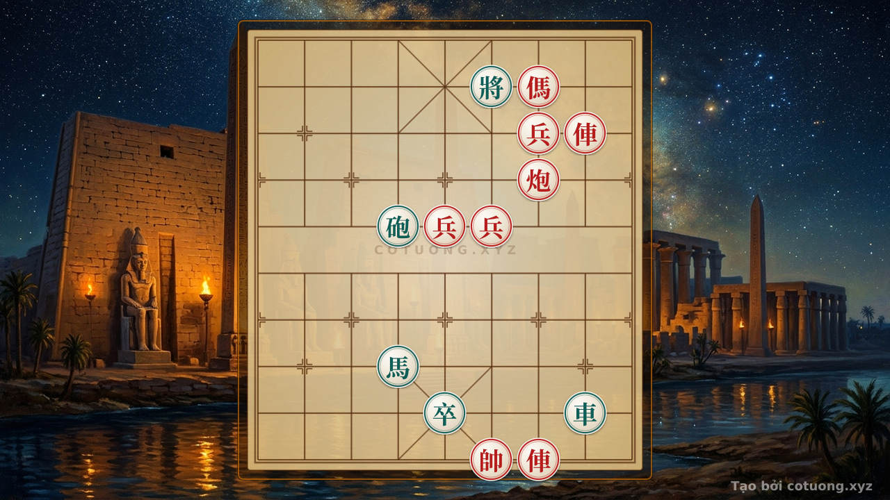 Thế cờ: The 'Empty Cannon Trick' Formation - The Secret to Checkmating the Black General in 5 Moves (Level 8/10) | Xiangqi Tactics for the Red Player — Cờ Tướng Online