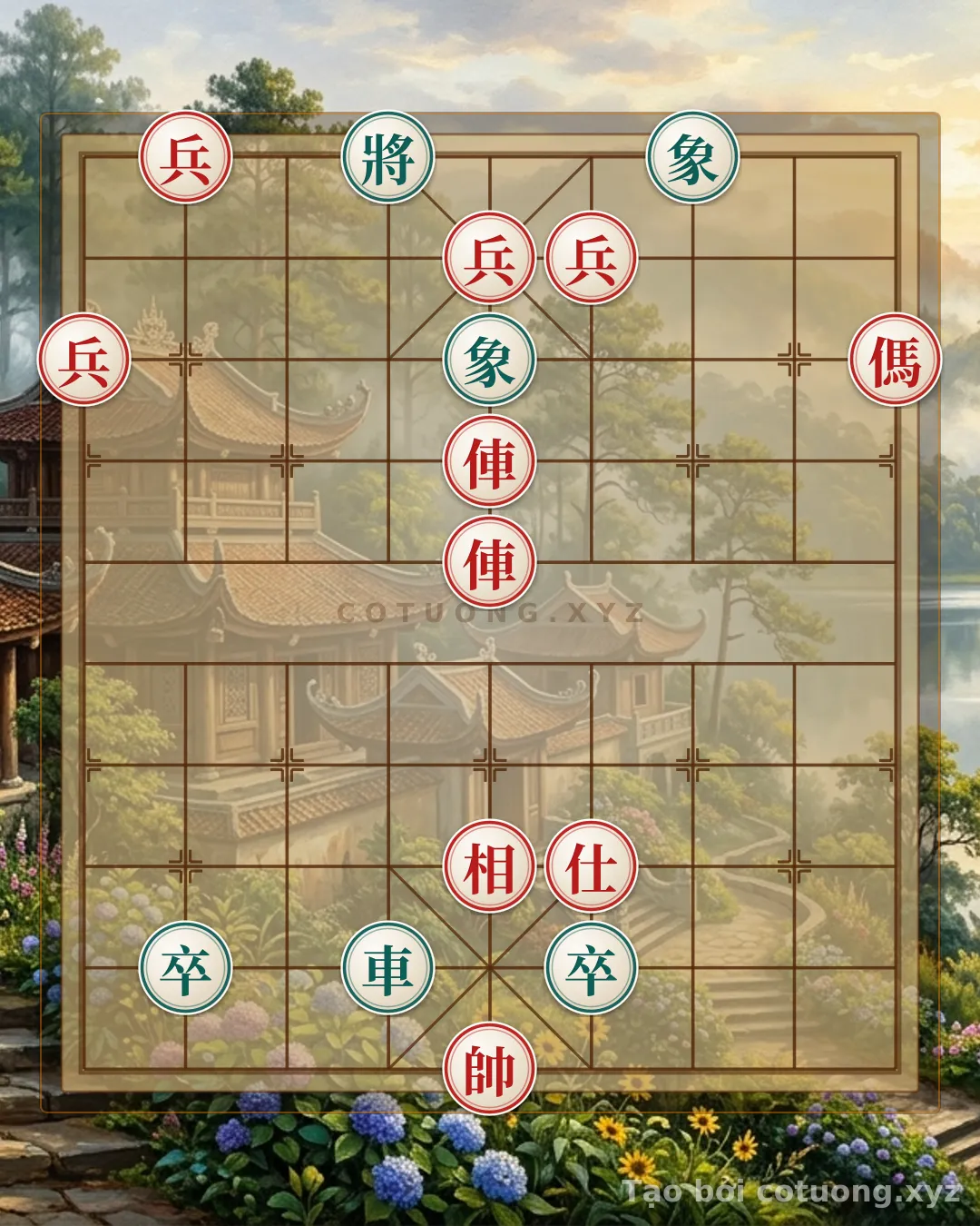 Challenge: Xiangqi Strategy: Red Four Pawns Attack Black Rook, Black Elephant Blocks Cannon - Xiangqi Tactics 2024 - Can you solve it?