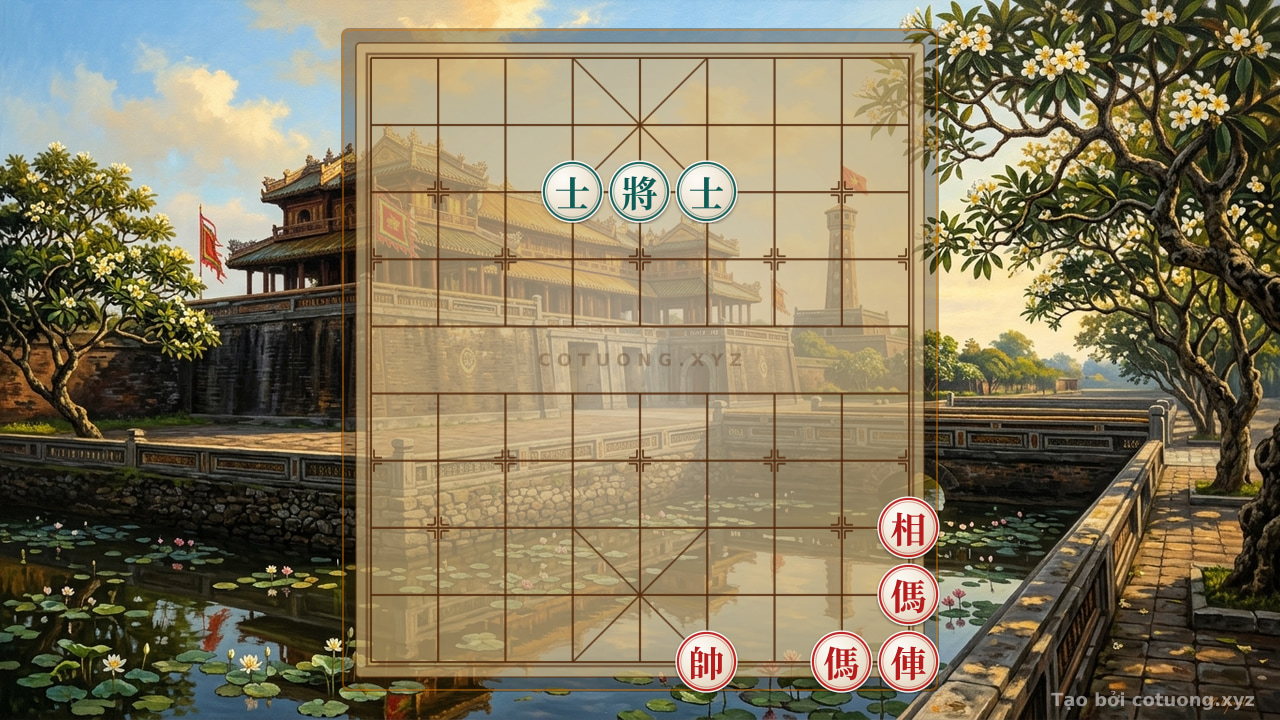 Thế cờ: The Board of Life: The Red Chariot Alone in the Eight-Piece Formation — Cờ Tướng Online