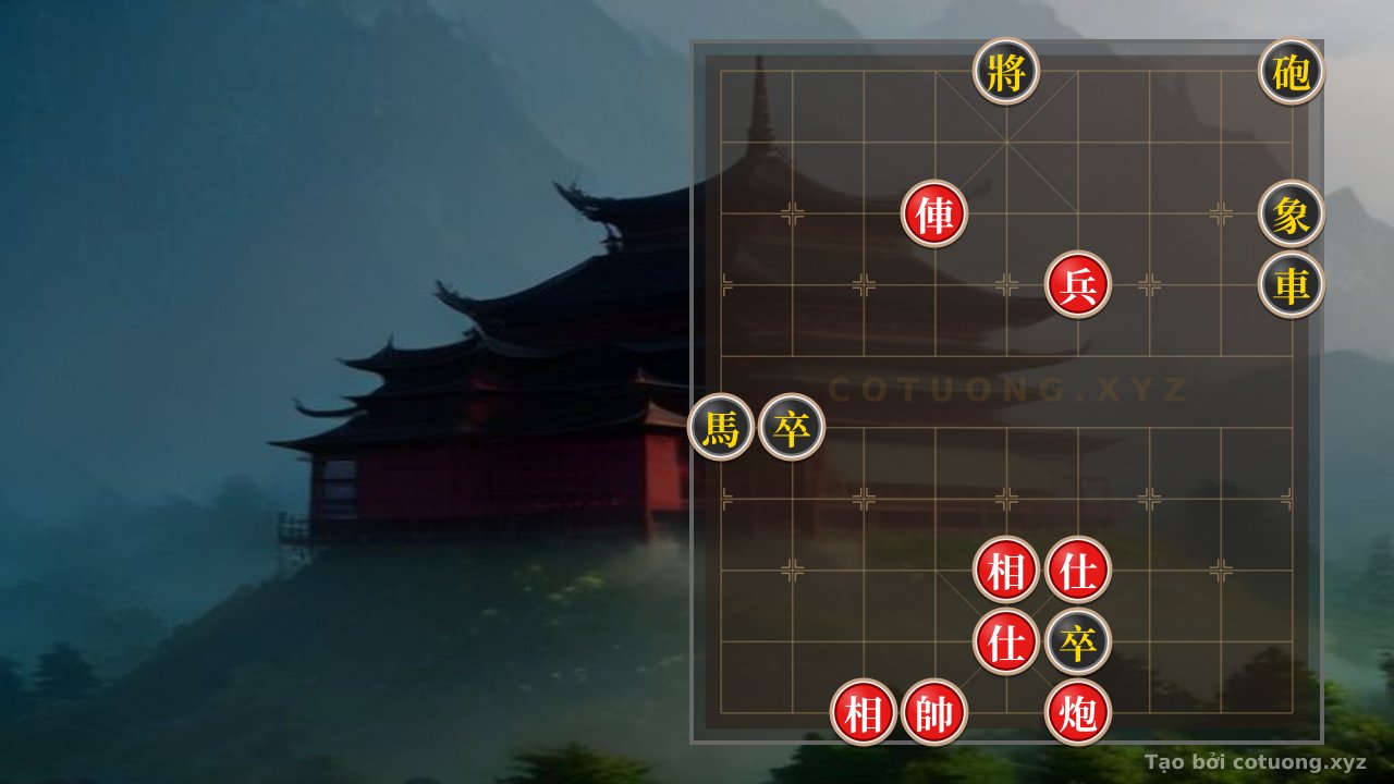 Thế cờ: The 'Black Cannon on File 9' Trap in a Level 6/10 Xiangqi Position - Red's Defensive Strategy — Cờ Tướng Online