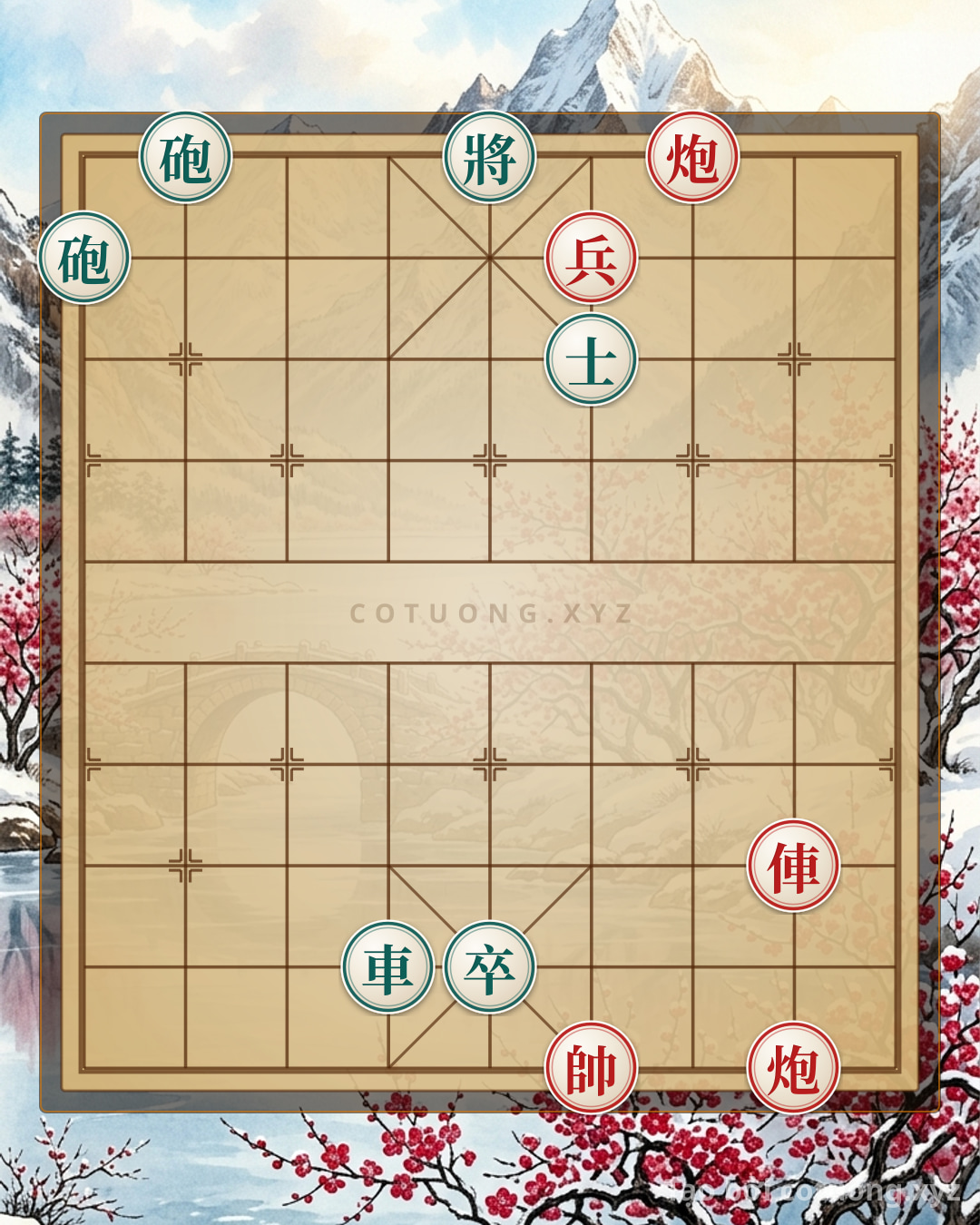 Thế cờ: Xiangqi: Red's 'Chariot Rush' and 'Empty Cannon' Strategy to Capture the Black Advisor - Patience and Bravery Tips — Cờ Tướng Online