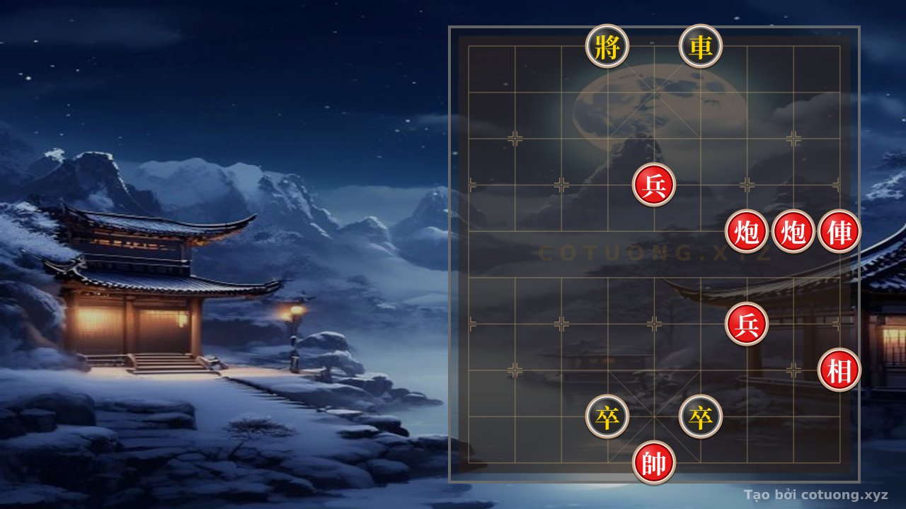 Thế cờ: Opening Setup: Red dominates with double cannons and chariot, Black's defense is weak — Cờ Tướng Online