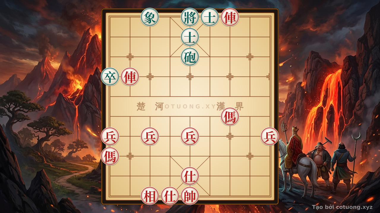 Thế cờ: Red General's Checkmate - Double Horse Legs, Red Rook Thrusting Through the Third File — Cờ Tướng Online
