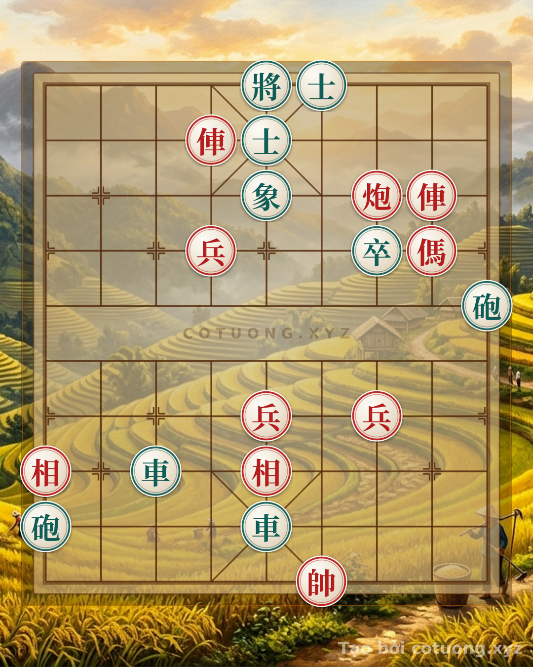 Thế cờ: Xiangqi: Red's Strategic Checkmate in 5 Moves — Cờ Tướng Online