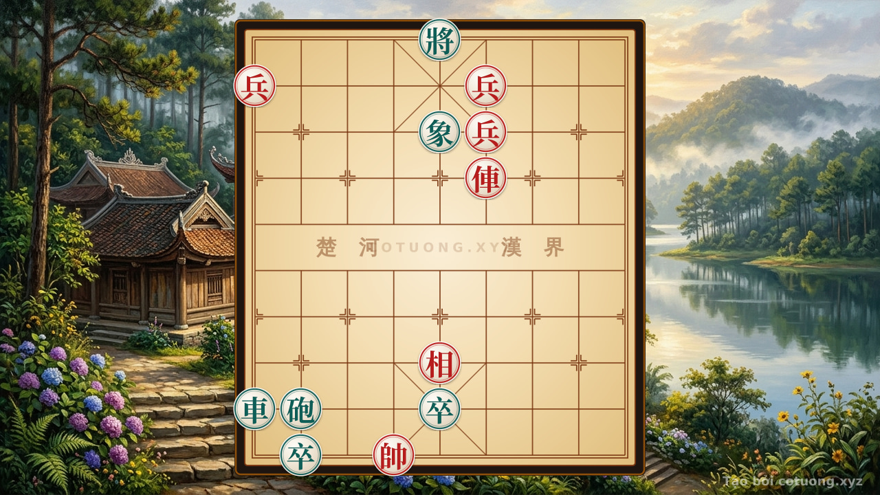 Thế cờ: Xiangqi: Defensive Tactics When Opponent Has Double Pawns Interlocking at the Base — Cờ Tướng Online