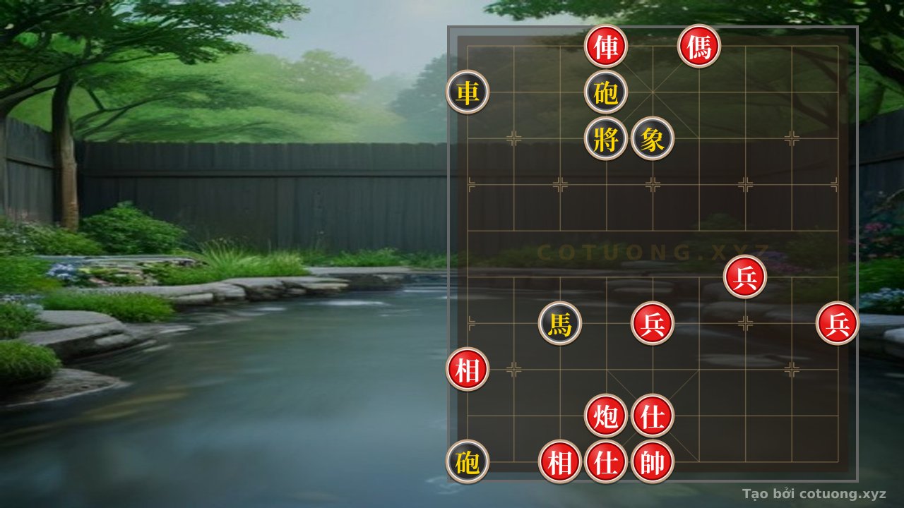 Thế cờ: Unique Xiangqi Trick: Red's Rook-Cannon-Horse 3 Pawns Crush Black's 2 Rooks-Cannons-Horses in One Surprising Move! — Cờ Tướng Online