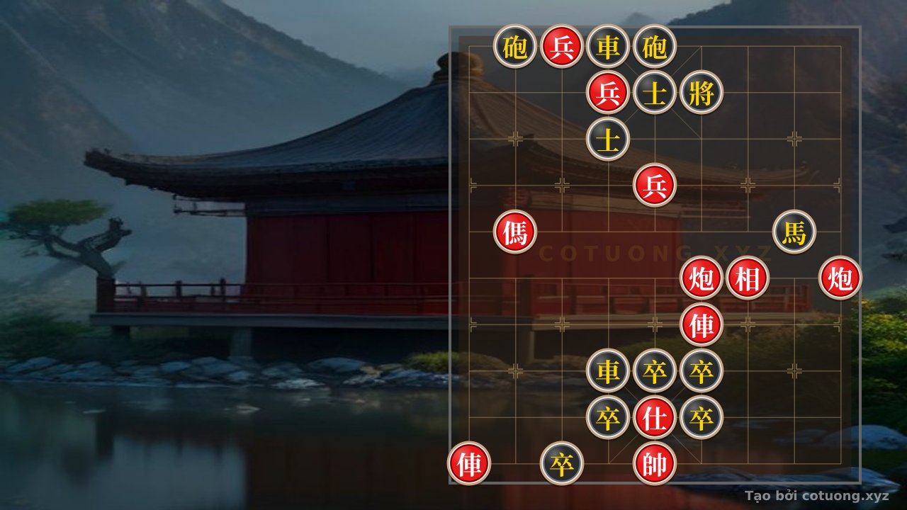 Thế cờ: Red Cannon Exposed on the 4th Rank, 5th File: A Turning-Point Move in the Double Horse Face-to-Face Formation — Cờ Tướng Online