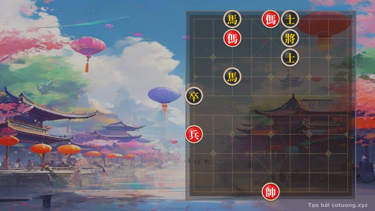 Thế cờ: Black's Defensive Strategy in Dynamic Xiangqi: Countering Red's Horse Attack on File 5, Rank 10 — Cờ Tướng Online